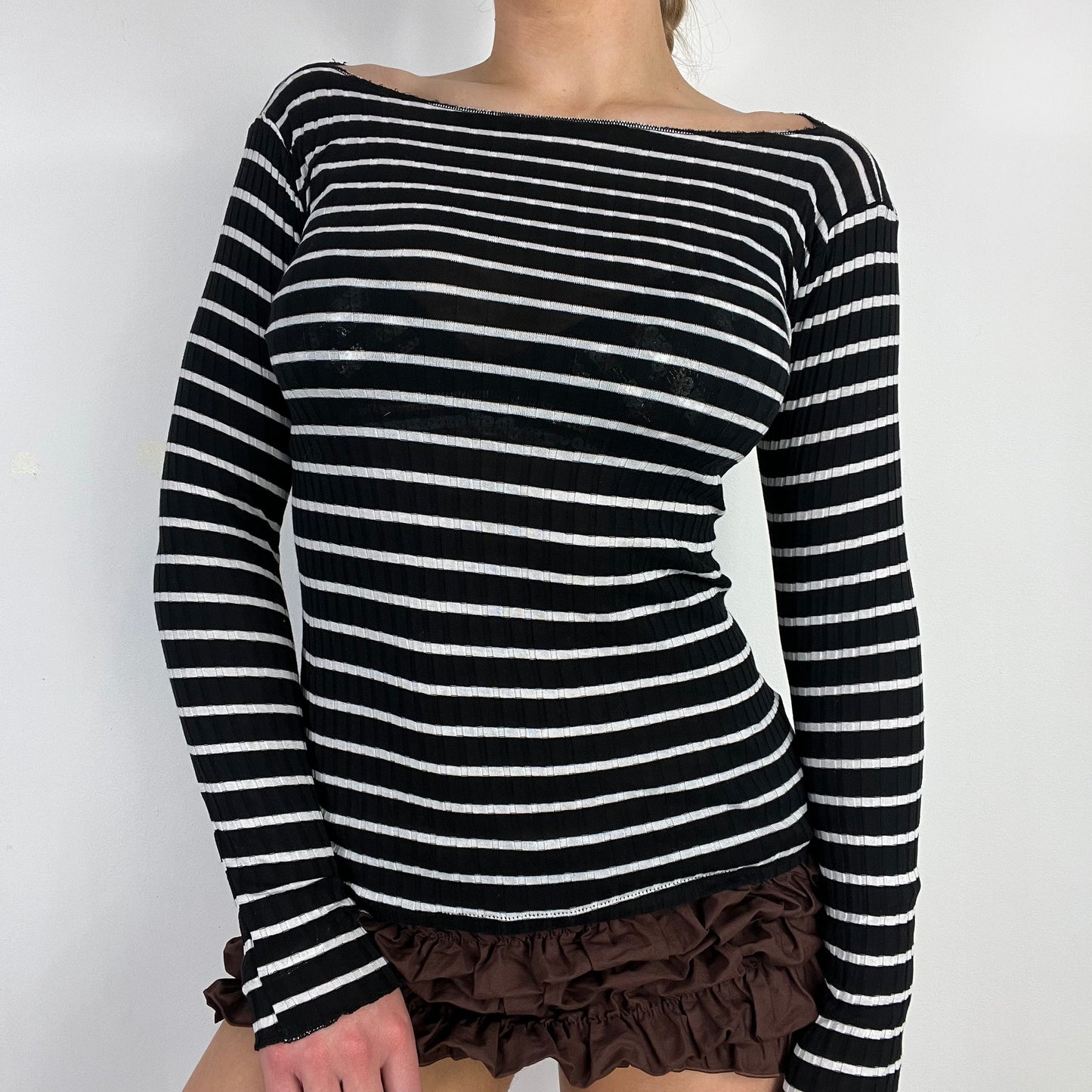 90s intimissimi stripe long sleeve top - Size S