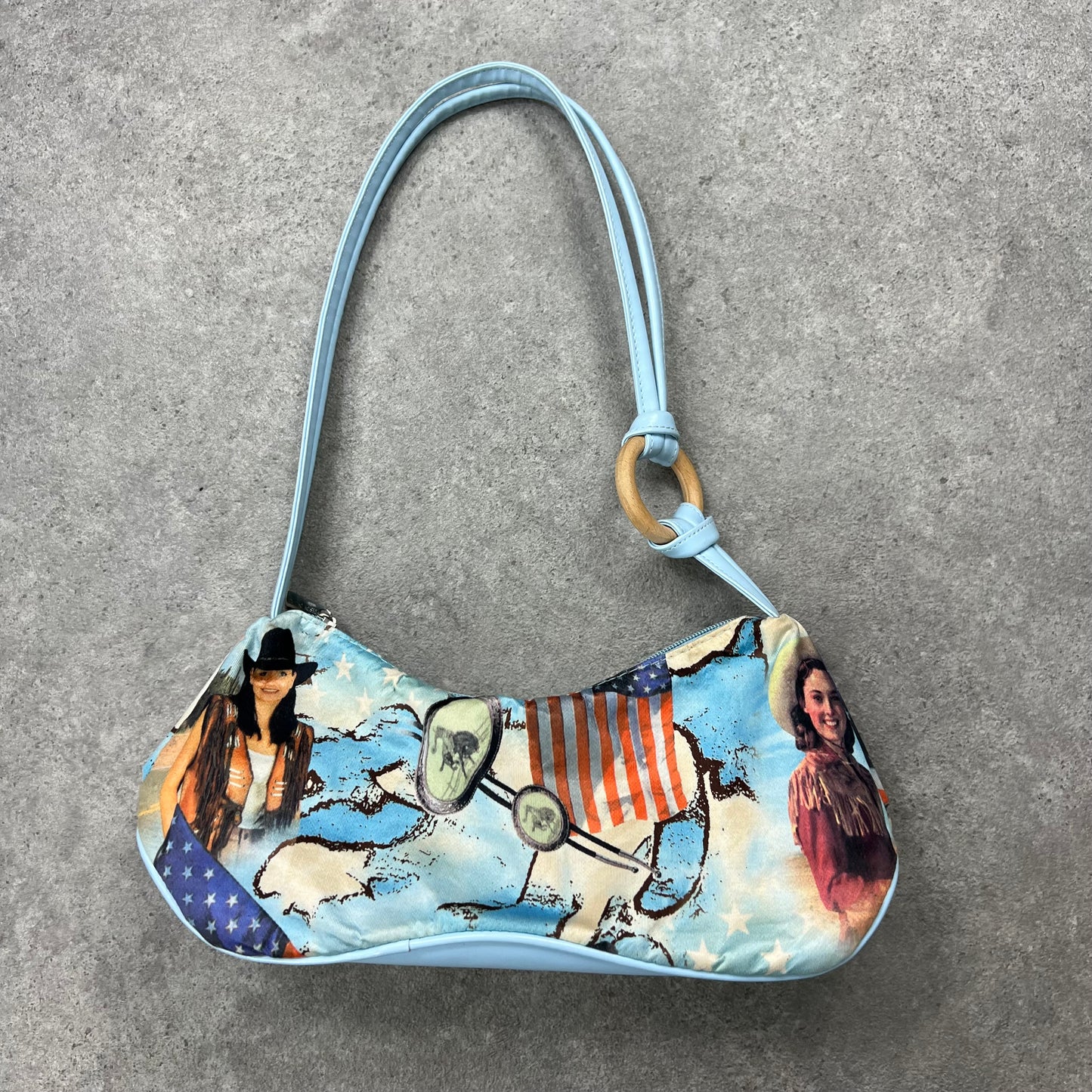 USA cowgirl western printed bag.