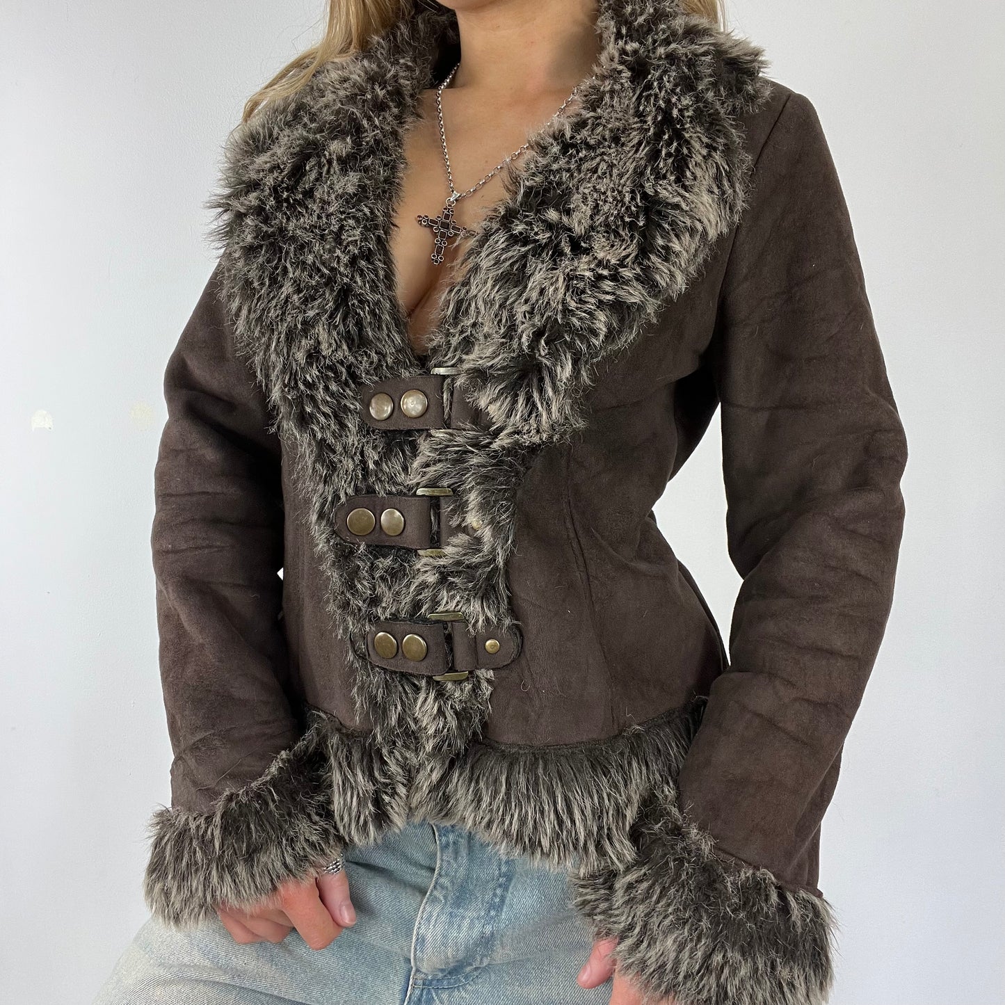 90s Afghan fur suede jacket - Size M