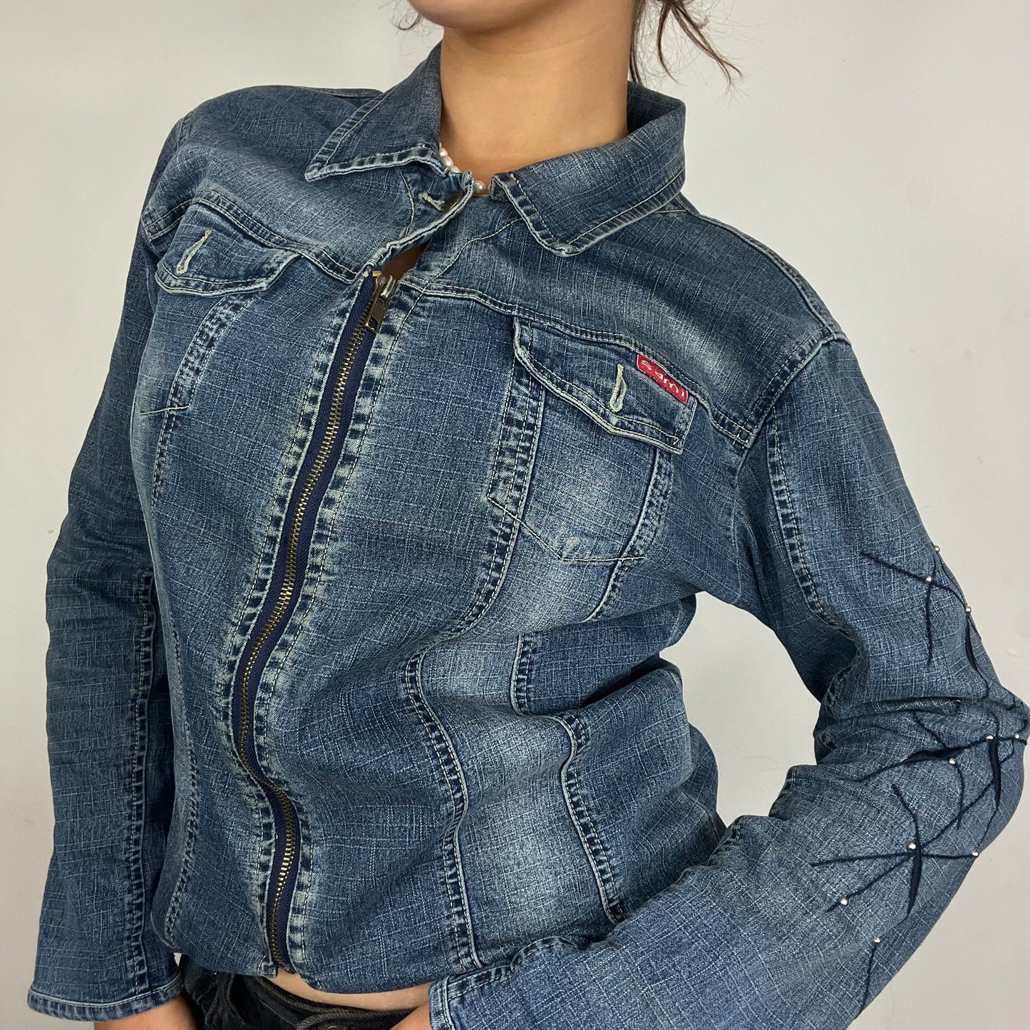 Denim Zip up Jacket - M