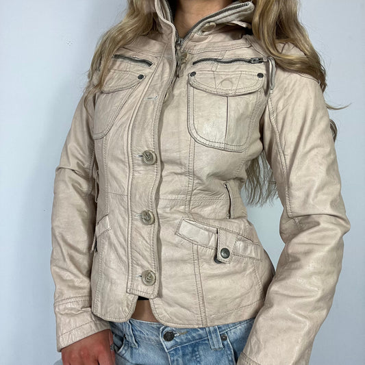 00s vintage real leather cargo jacket - Size S