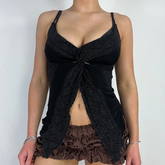 00s black glitter cami top - Size S