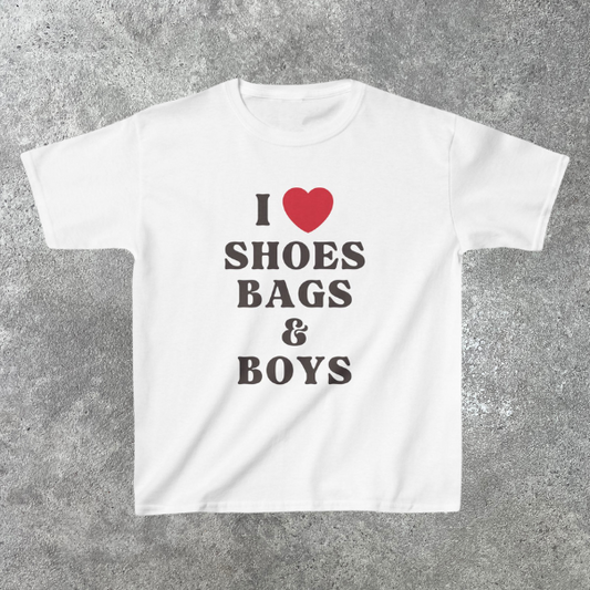 I ❤️ Shoes Bags & Boys Slogan Baby Tee