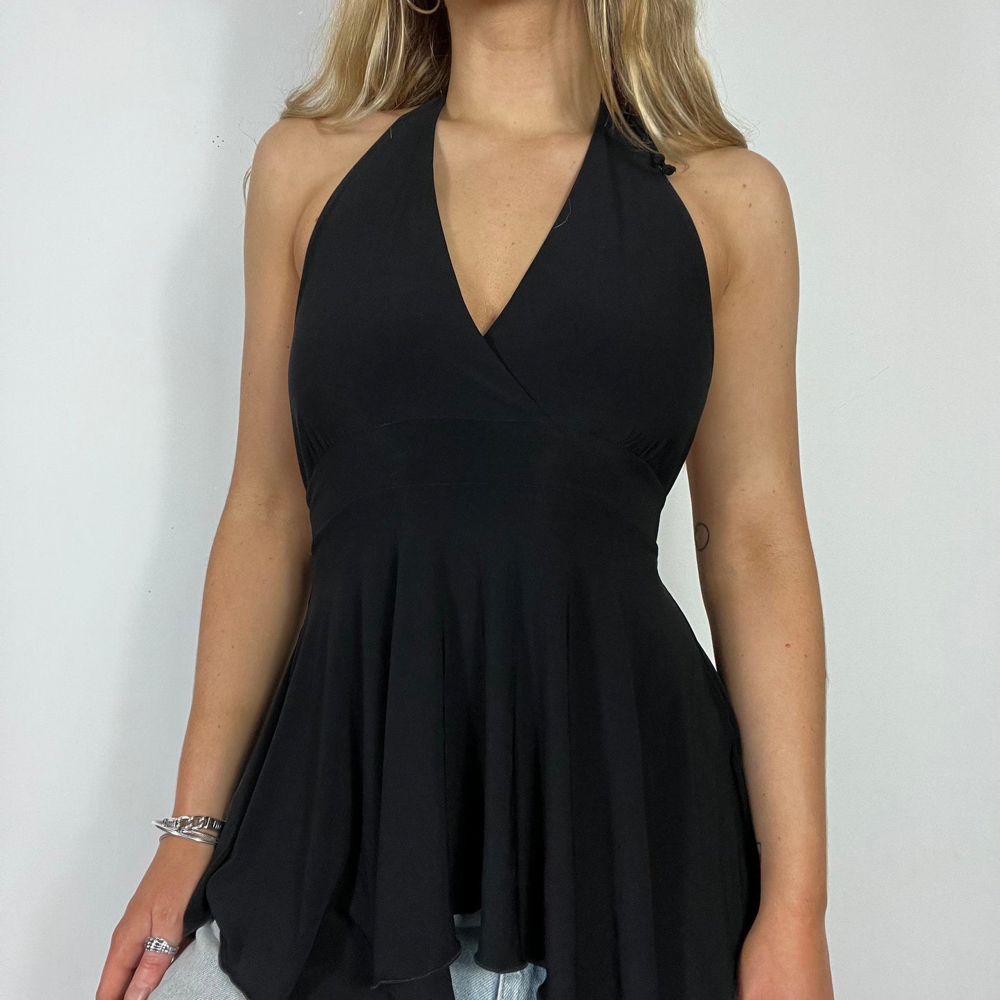 00s black backless halter top - Size S