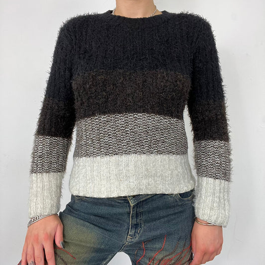 Black Ombre Stripe Knitted Jumper (S)