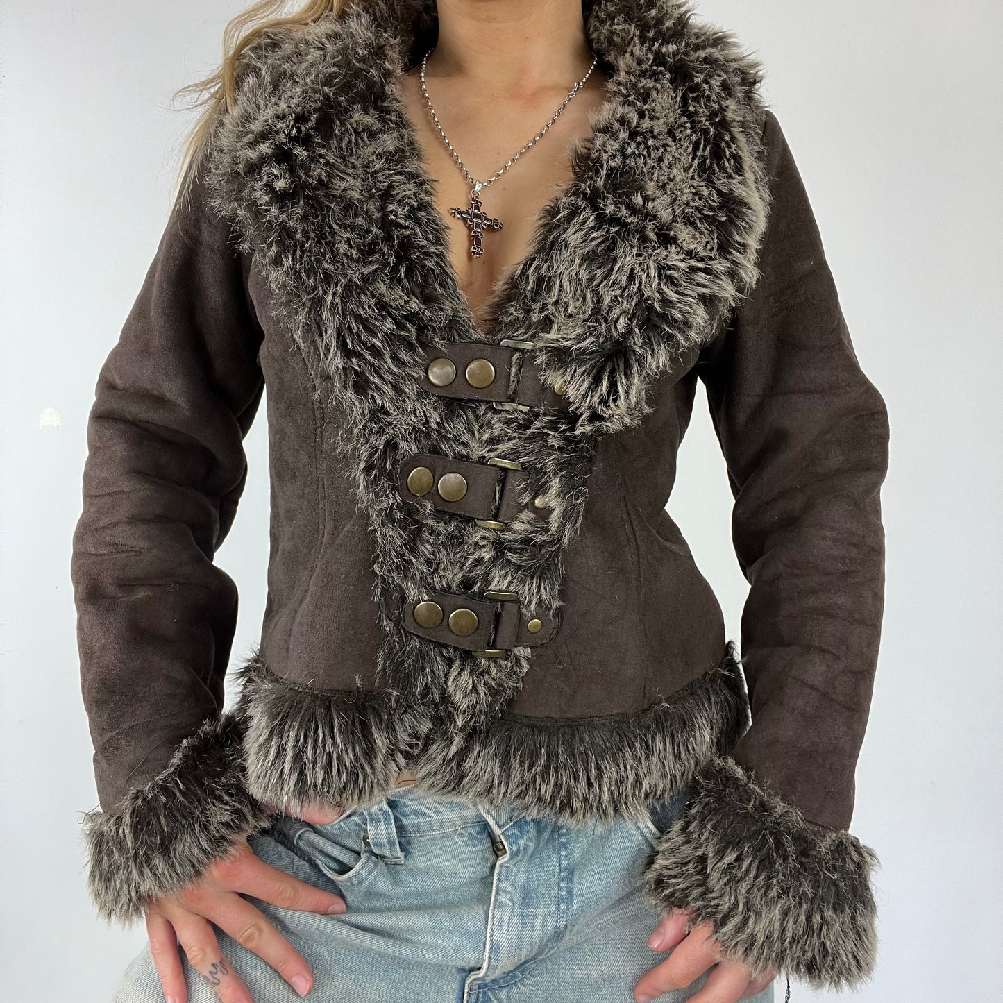 90s Afghan fur suede jacket - Size M