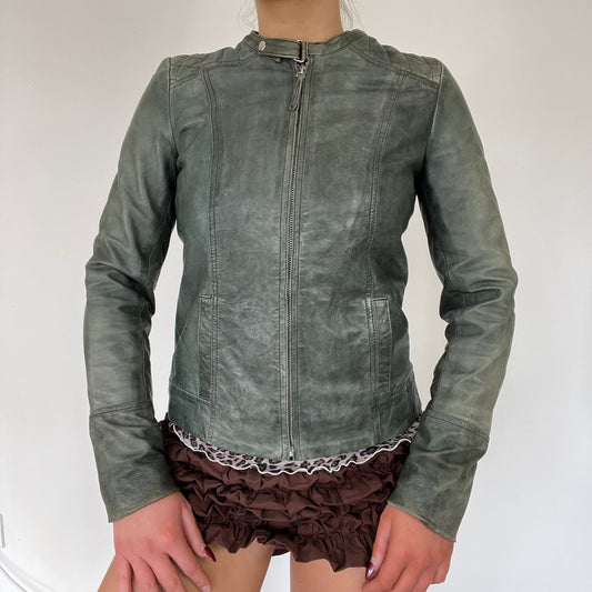 90s moto real leather jacket - Size S