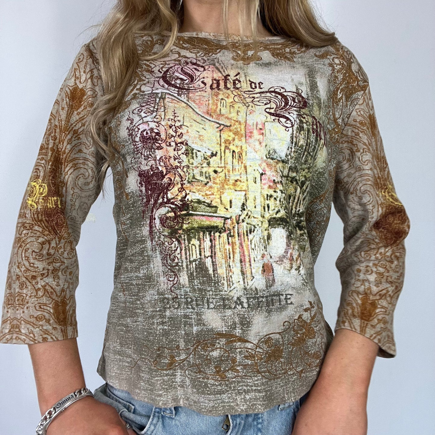 00s graphic print long sleeve top - Size M/L