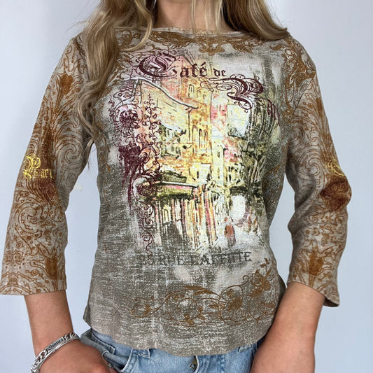 00s graphic print long sleeve top - Size M/L