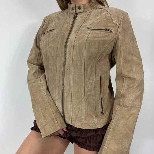 90s suede zipper bomber jacket -Size M