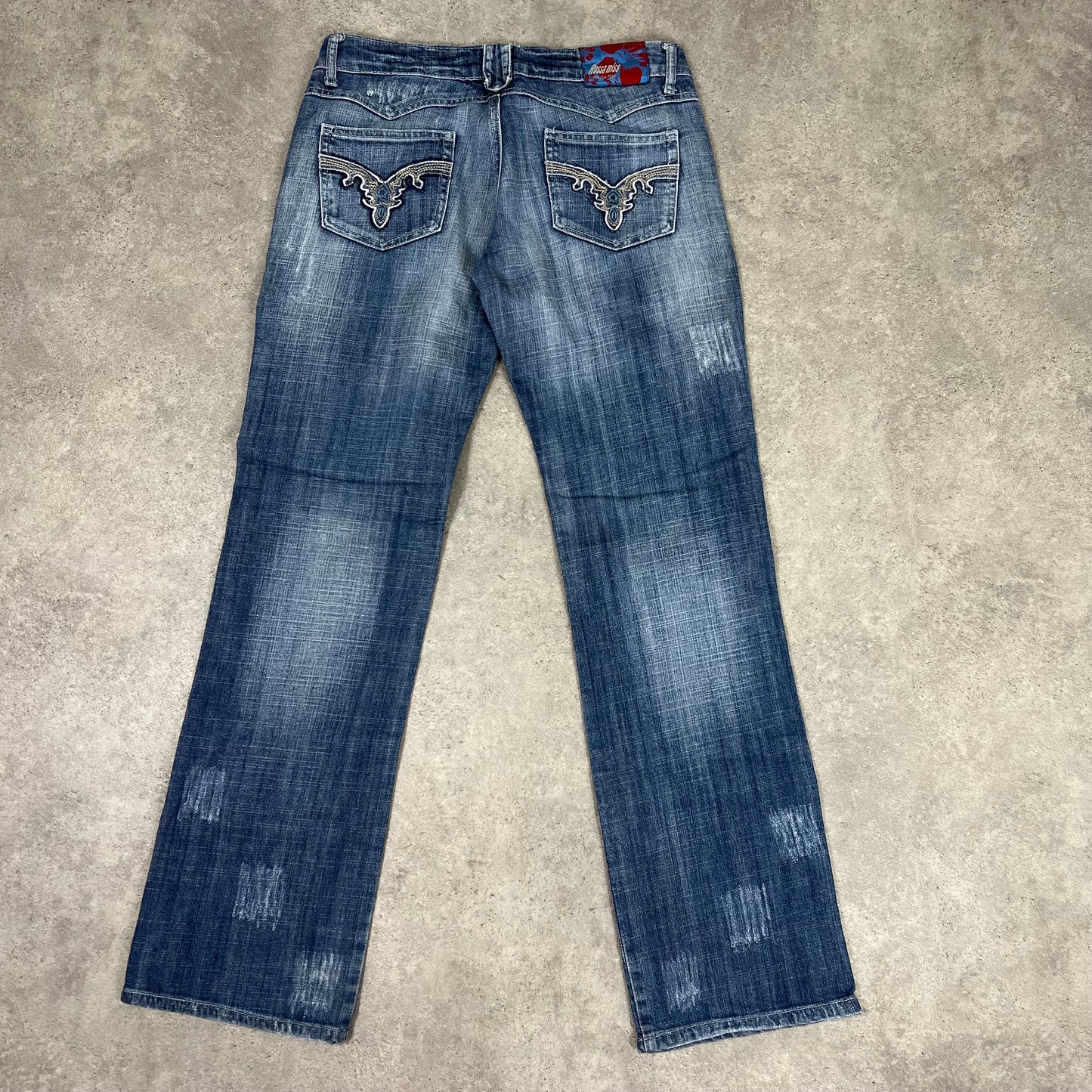 90s Vintage Distressed Denim Embroidered Jeans