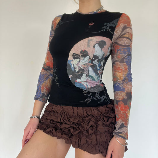 90s Etam graphic print long sleeve top - Size S