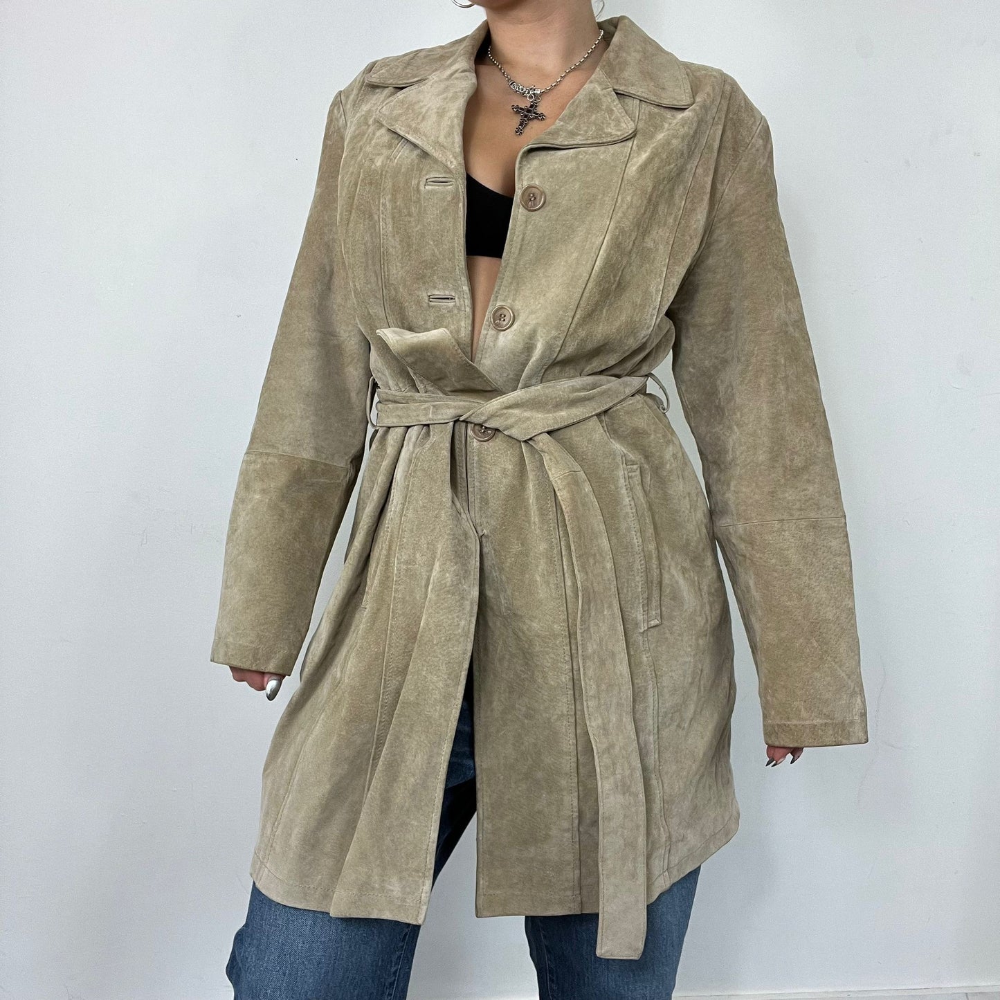 Suede Look Trench Coat (M/L)