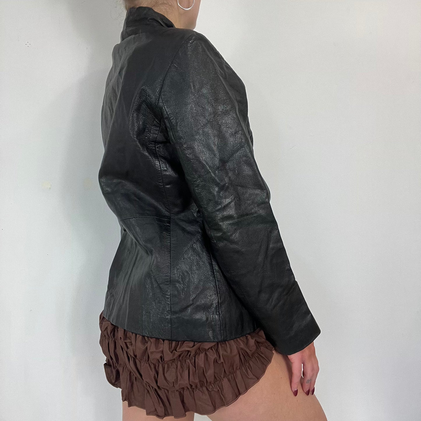 90s leather moto jacket - Size M