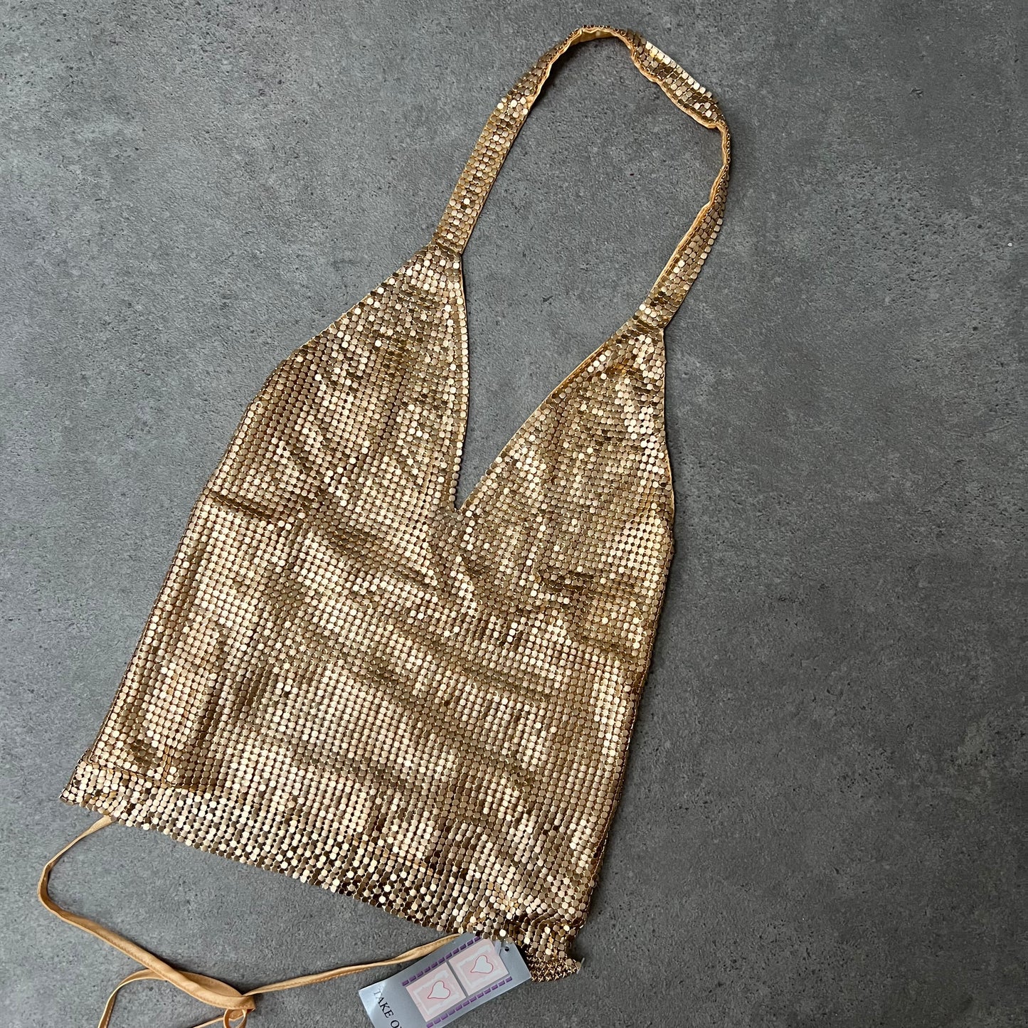 00s gold chain mail backless top - Size S