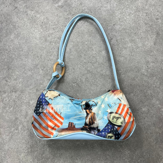 USA cowgirl western printed bag.