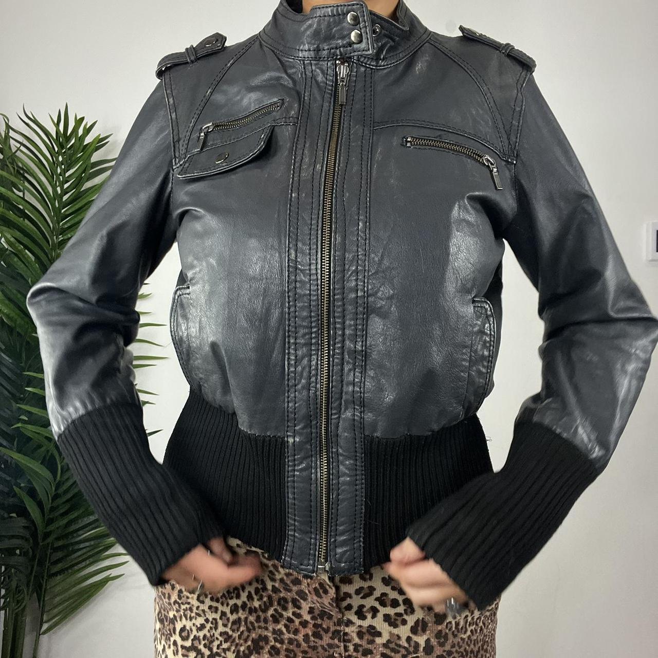 90s Leather Bomber Moto Jacket