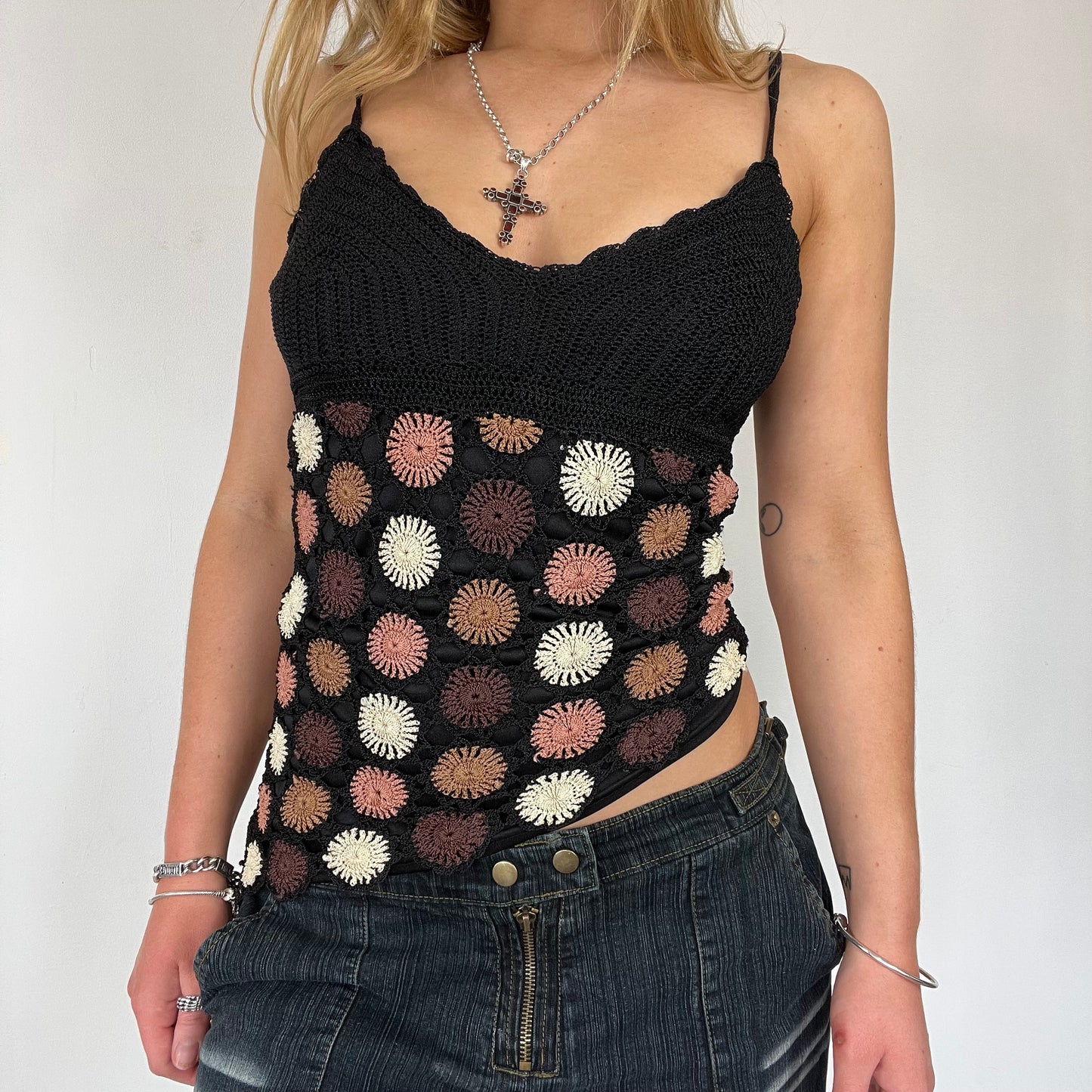 90s crochet cami top - Size S