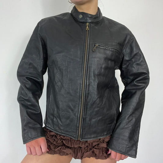 90s Real Leather Moto Jacket - Size M/L