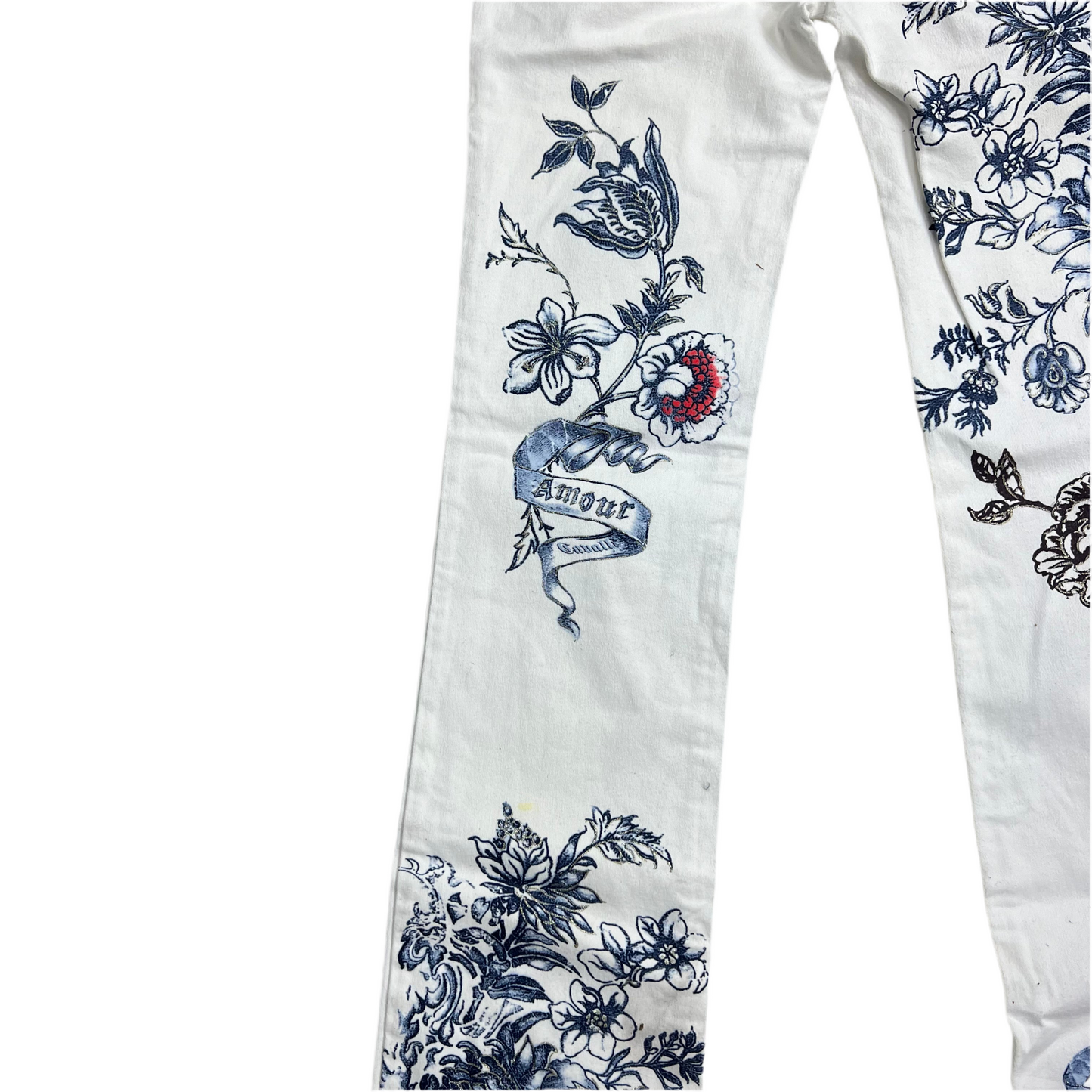 Y2K Roberto Cavalli White Printed Jeans