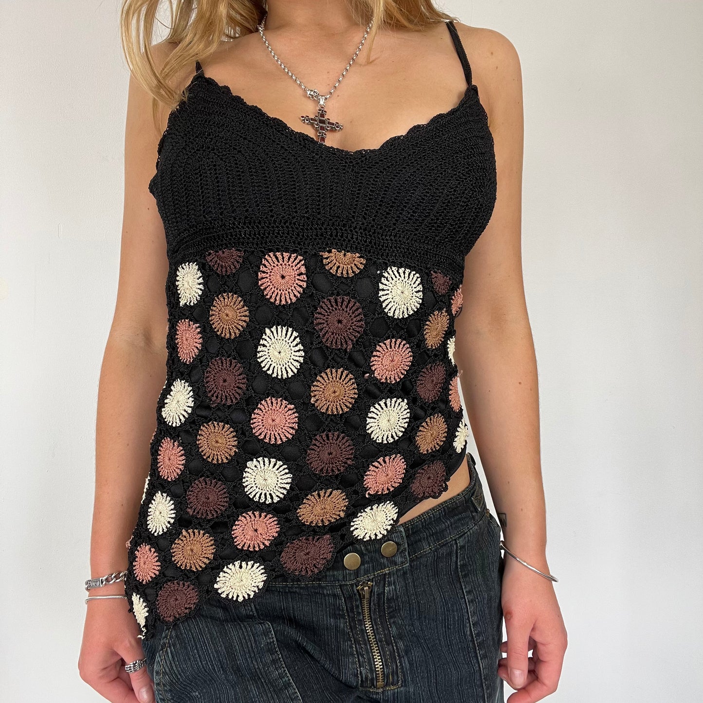 90s crochet cami top - Size S