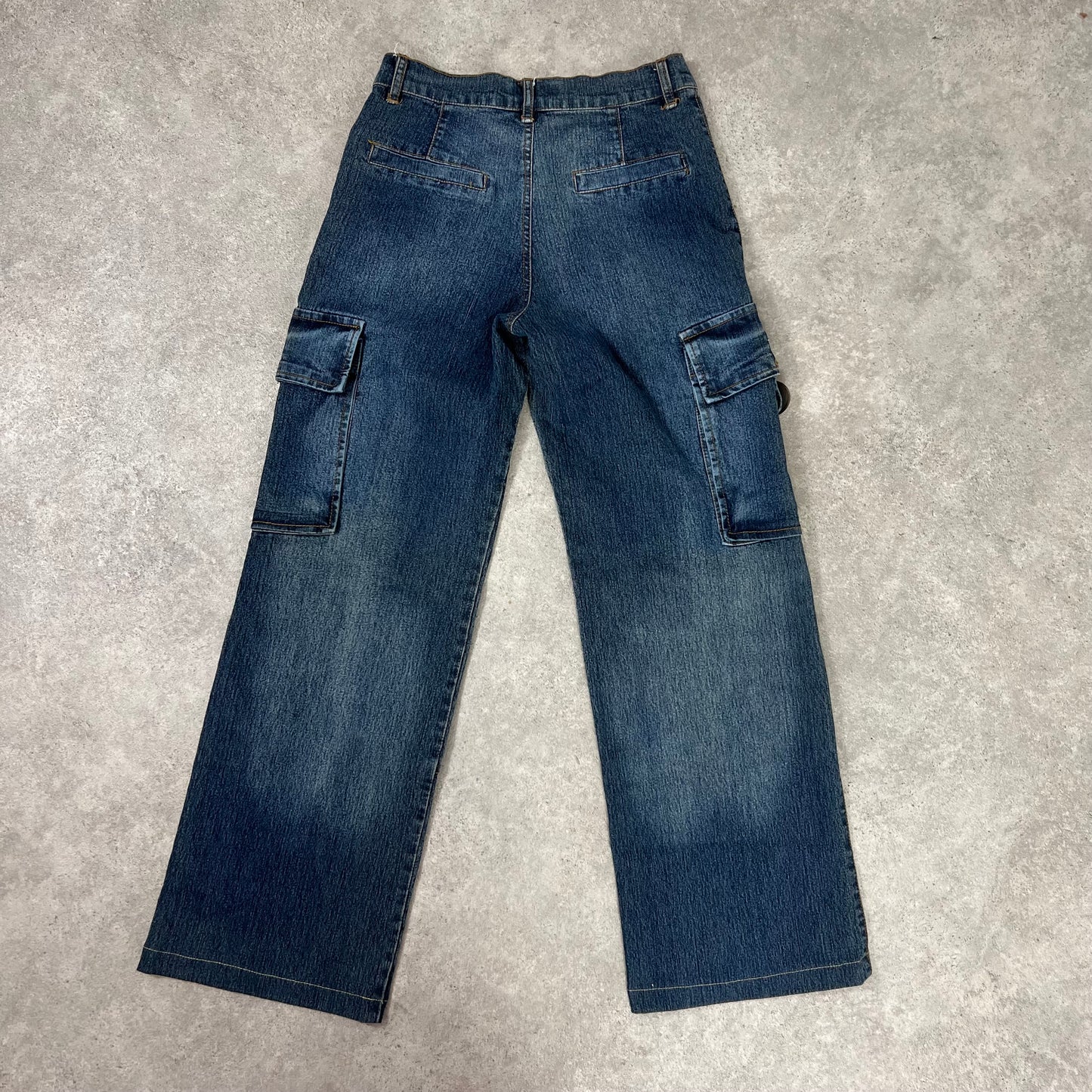 90s Dark Wash Denim Cargo Jeans w26