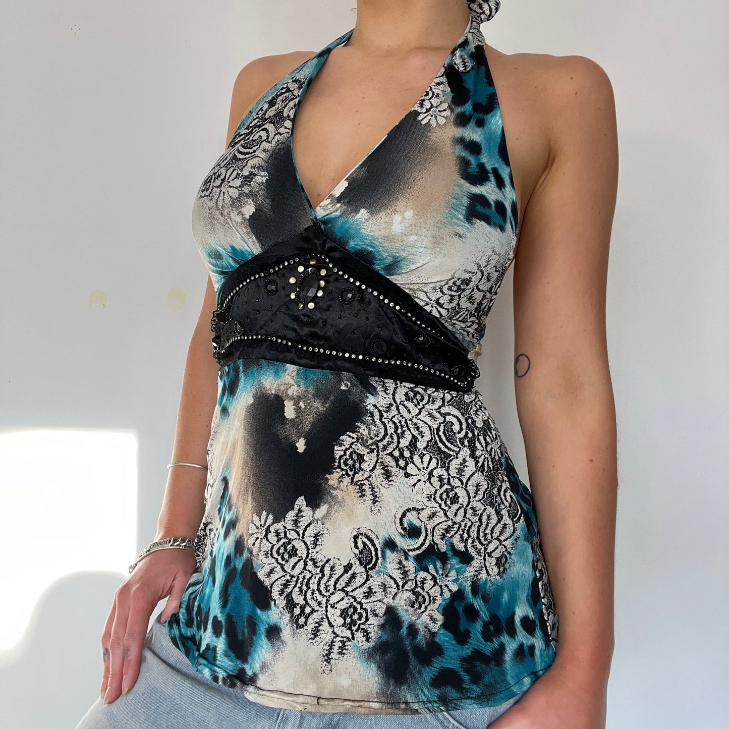 Y2K vintage halter animal print - Size S/M