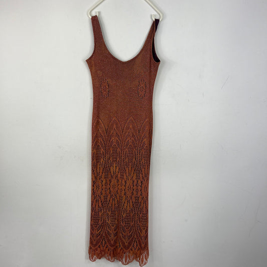 90s Gold Maxi Crochet Dress