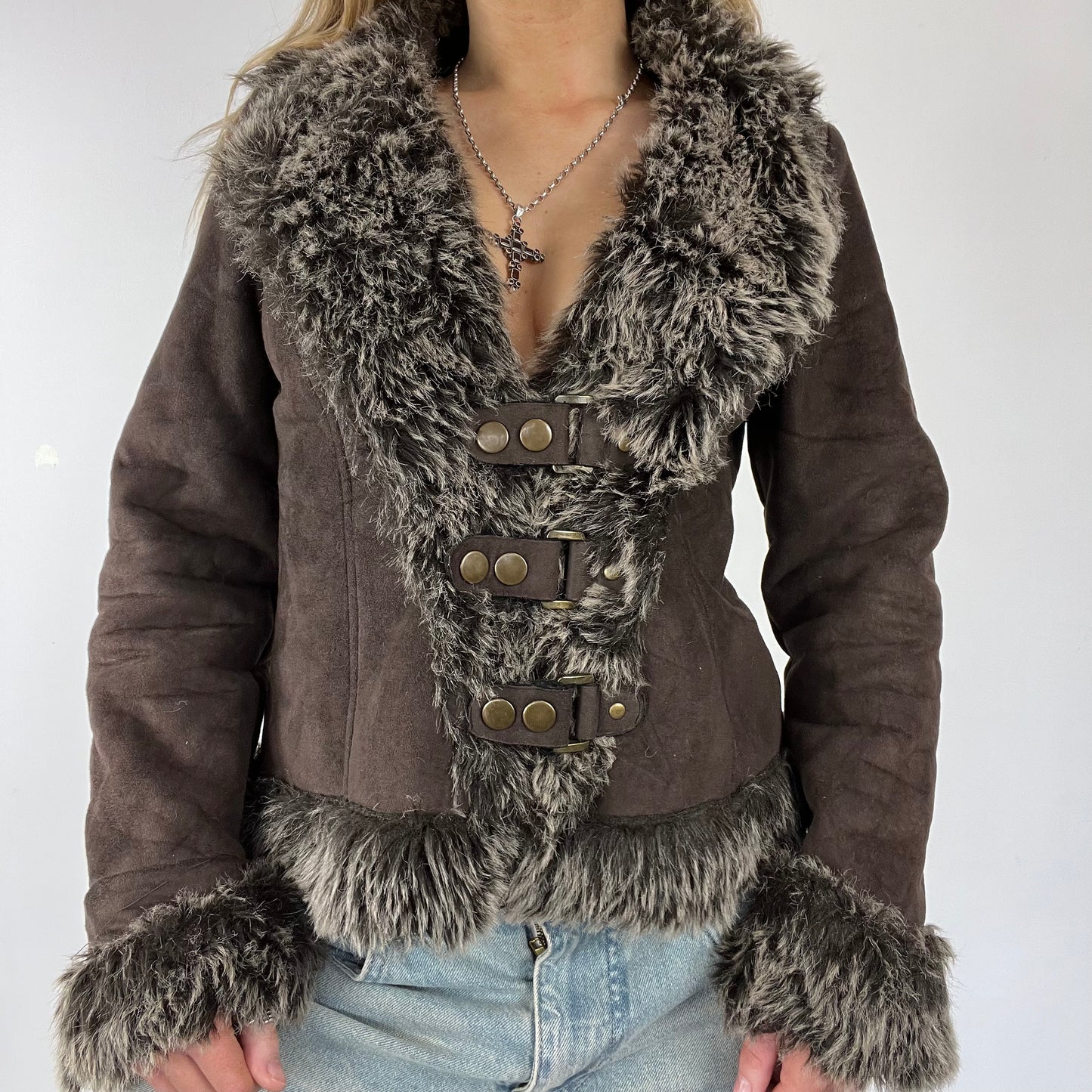 90s Afghan fur suede jacket - Size M