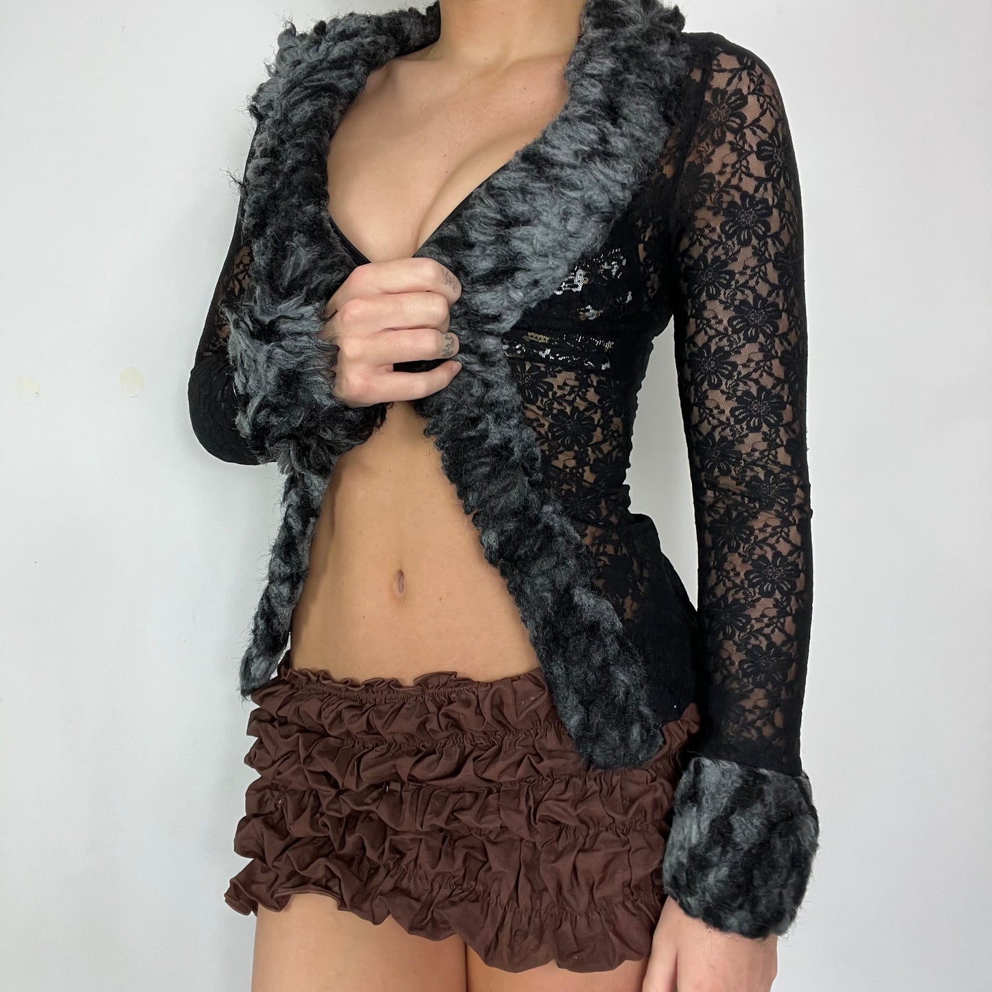 00s Morgan De Toi lace fur cardigan - Size S