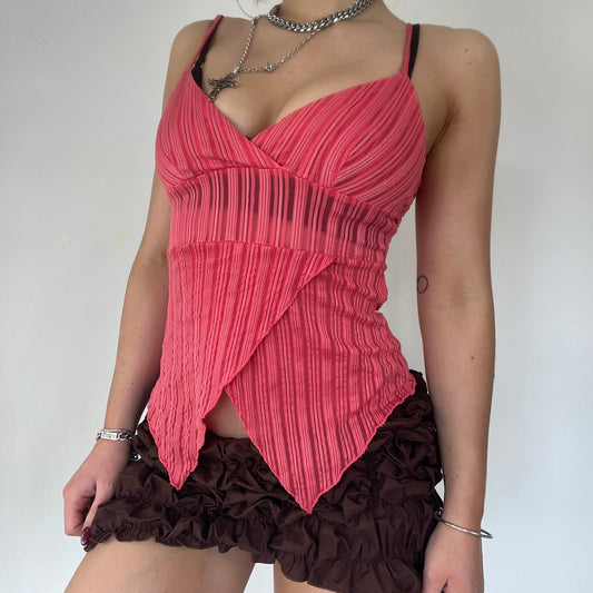 00s stripey mesh cami vest top - Size S