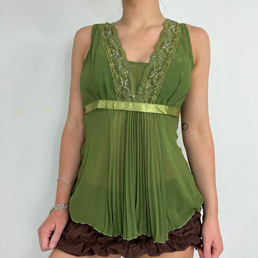 00s vintage green fairy core chiffon top - Size S