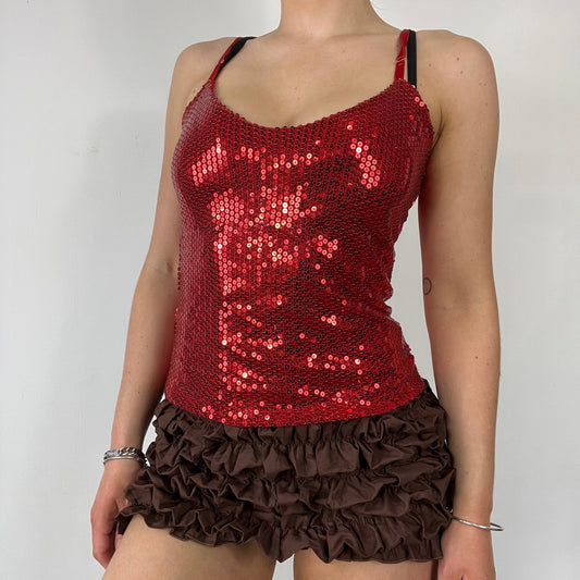 00s sequin red cami top - Size S