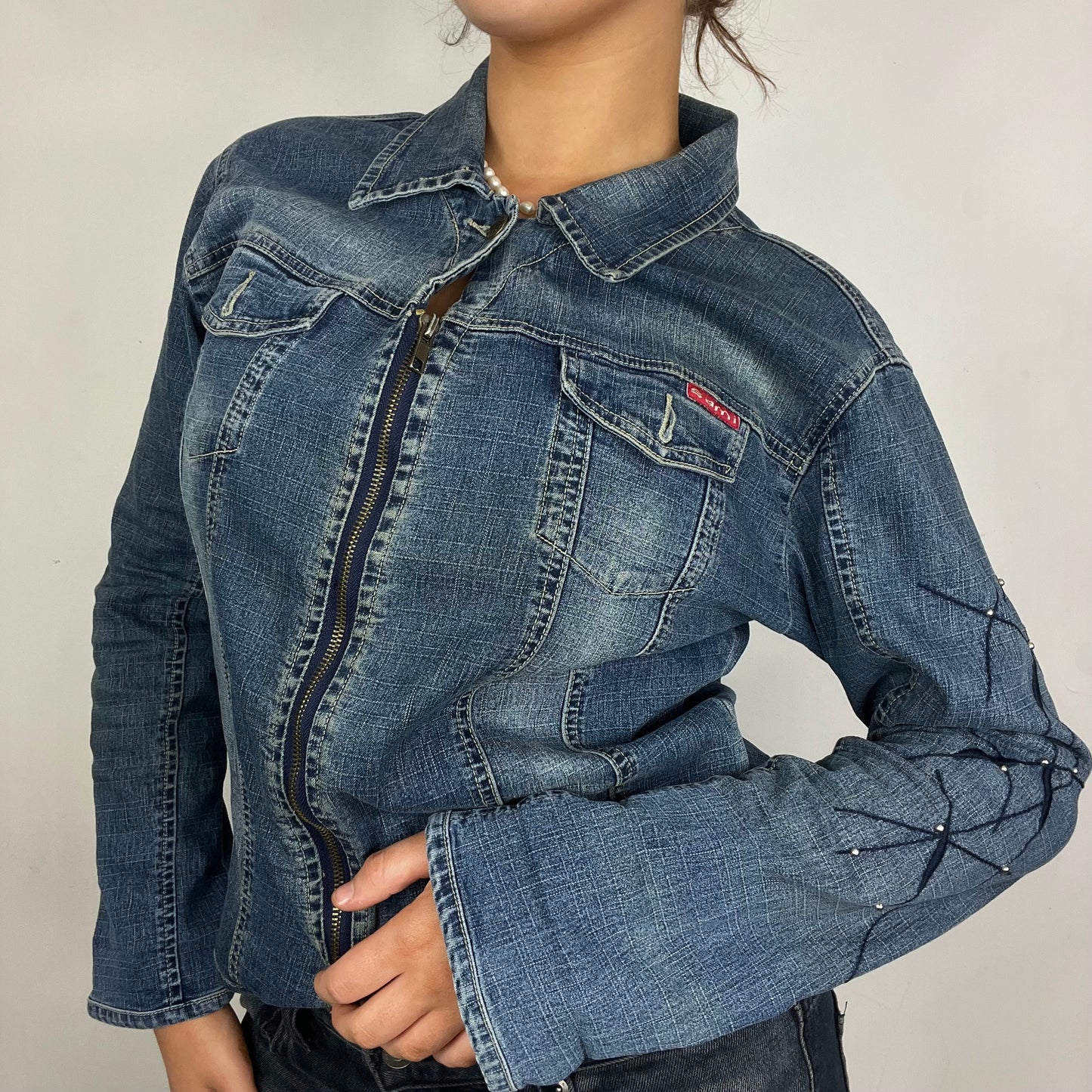 Denim Zip up Jacket - M