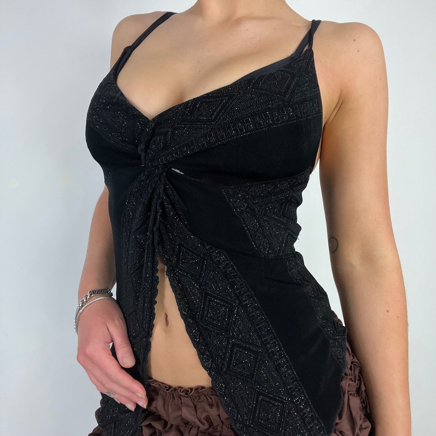 00s black glitter cami top - Size S