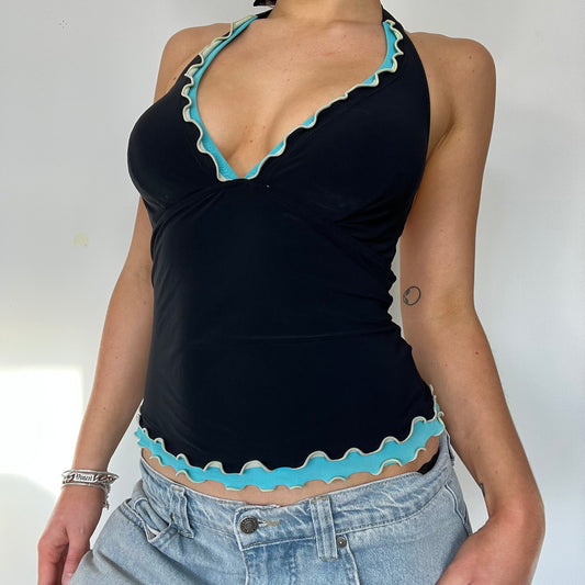 Y2K black halter swim top - Size S