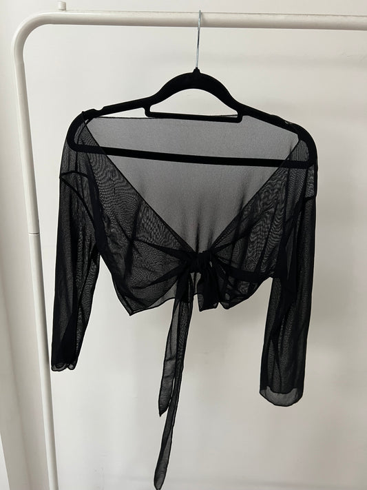 Black Mesh Tie Up Bolero Top (S)