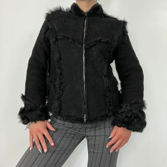 Black Grey Worn Hooded Jacket (M)