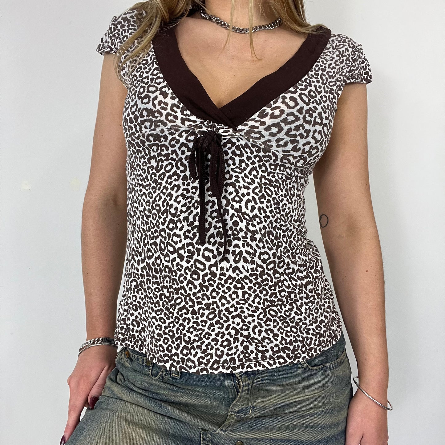 90s leopard print stretch top - Size M