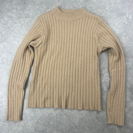 Beige knit ribbed jumper