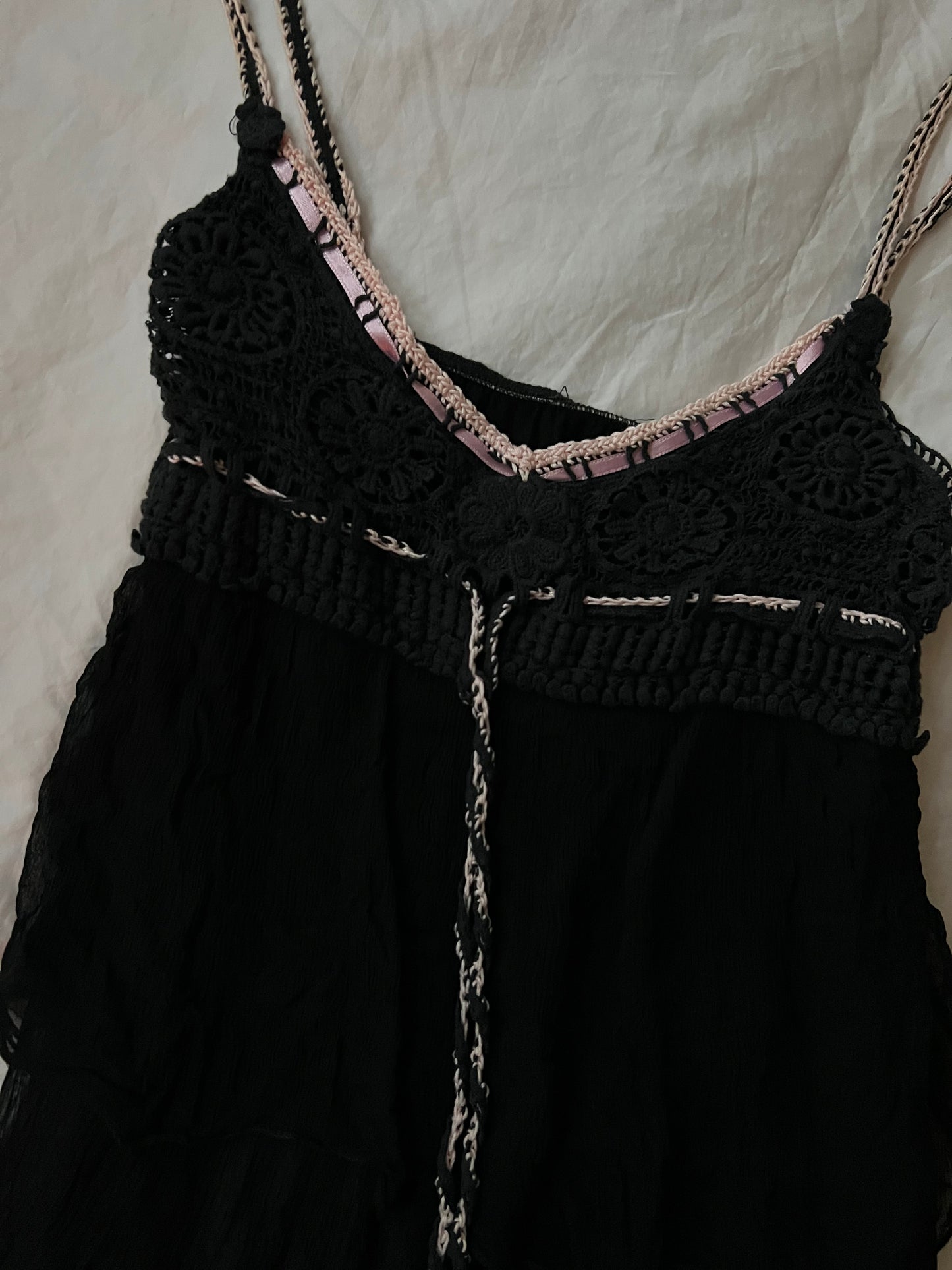 90s crochet mesh cami top - Size S