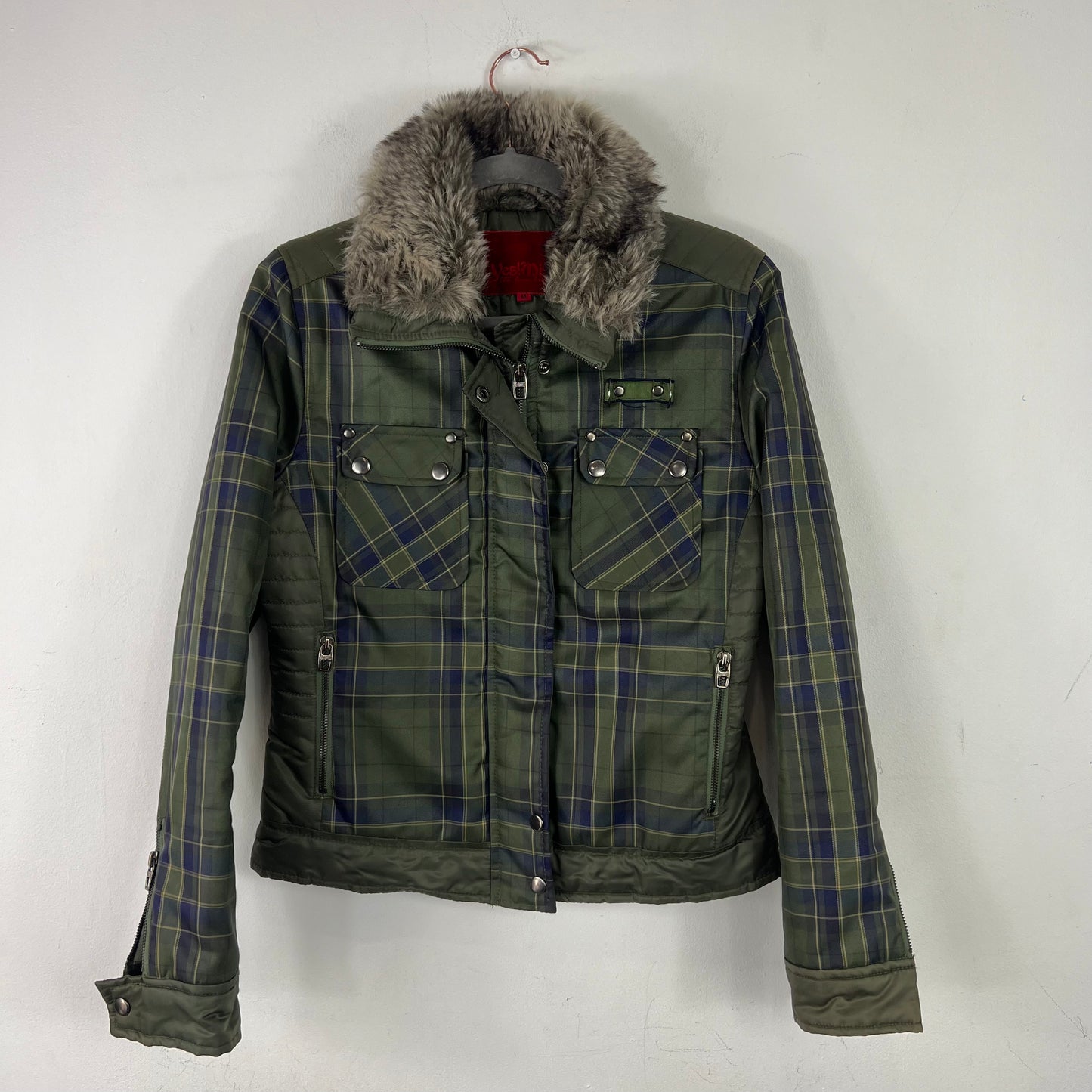 90s Green Tartan Puffer Jacket