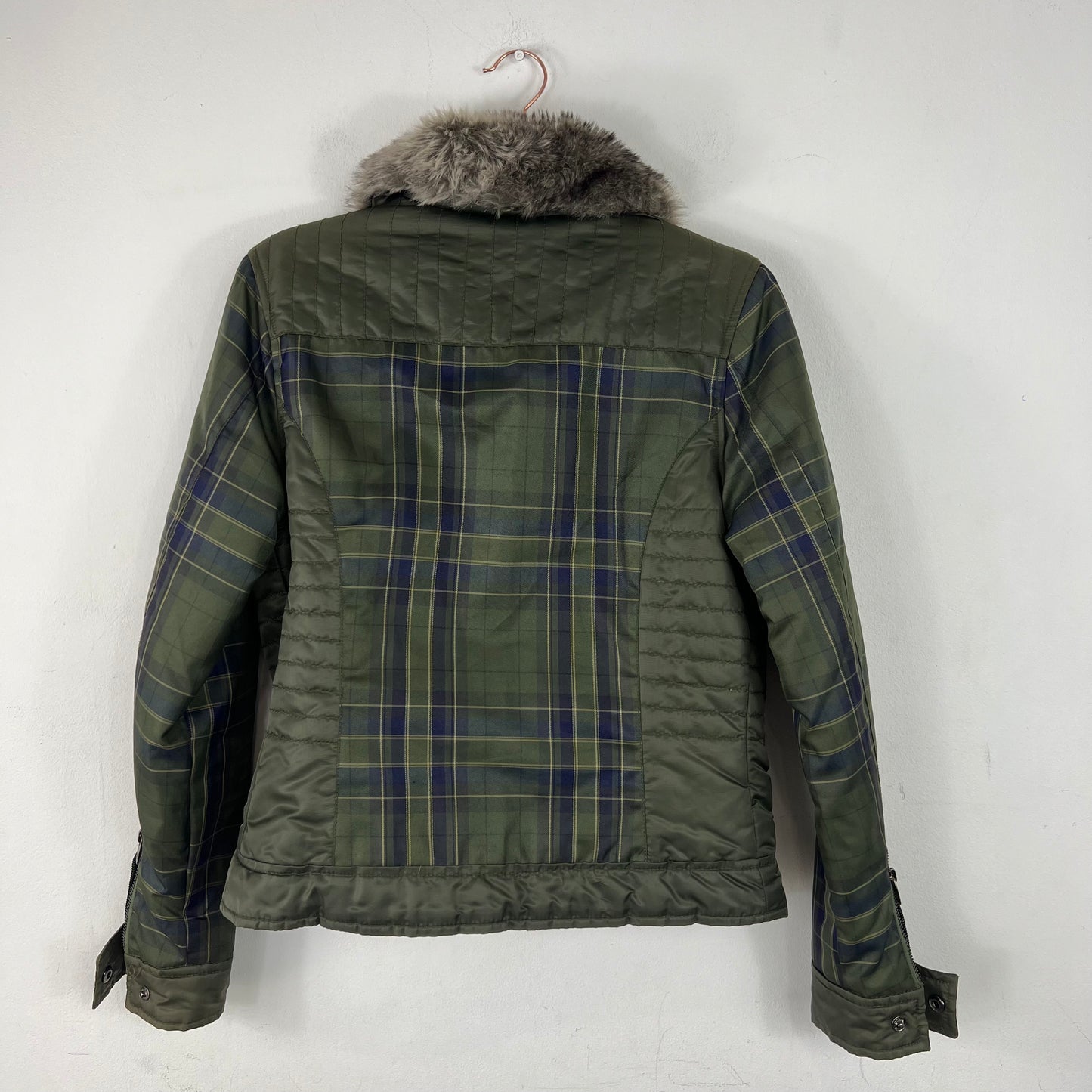 90s Green Tartan Puffer Jacket