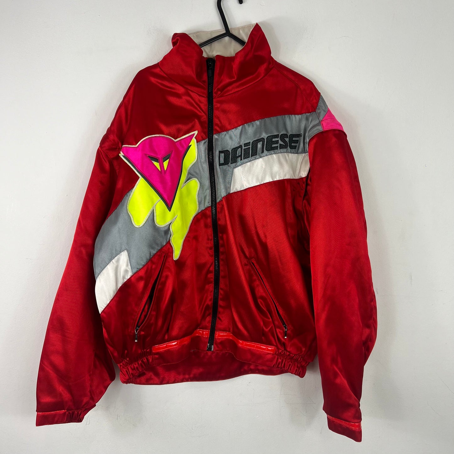 90s Red Satin Bomber Jacket