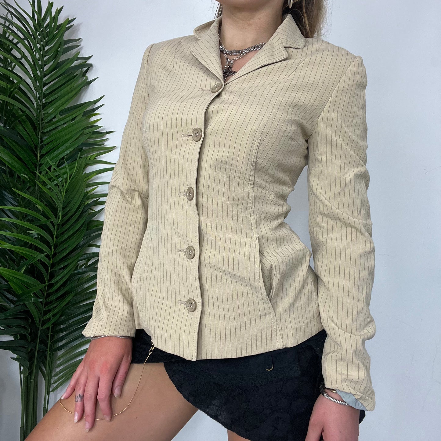 Y2K D&G Striped Beige Blazer - Small