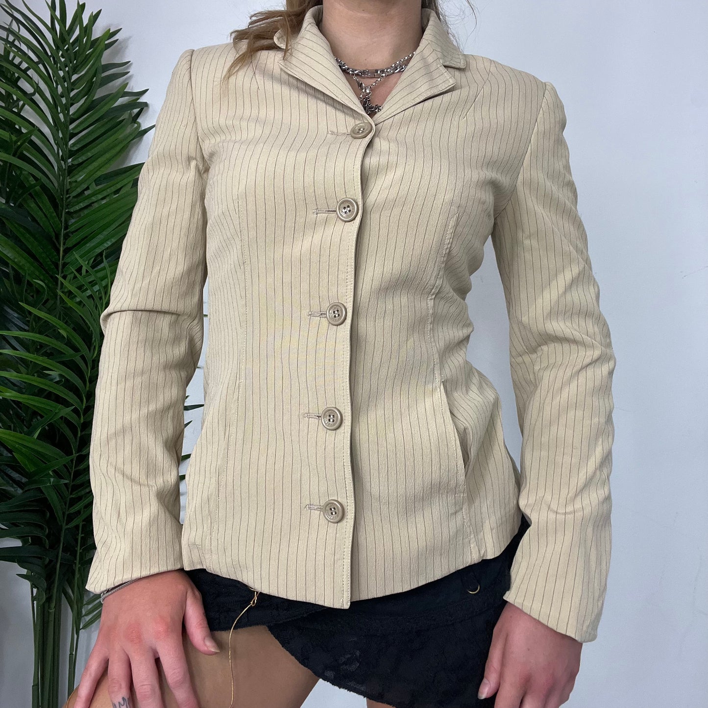 Y2K D&G Striped Beige Blazer - Small