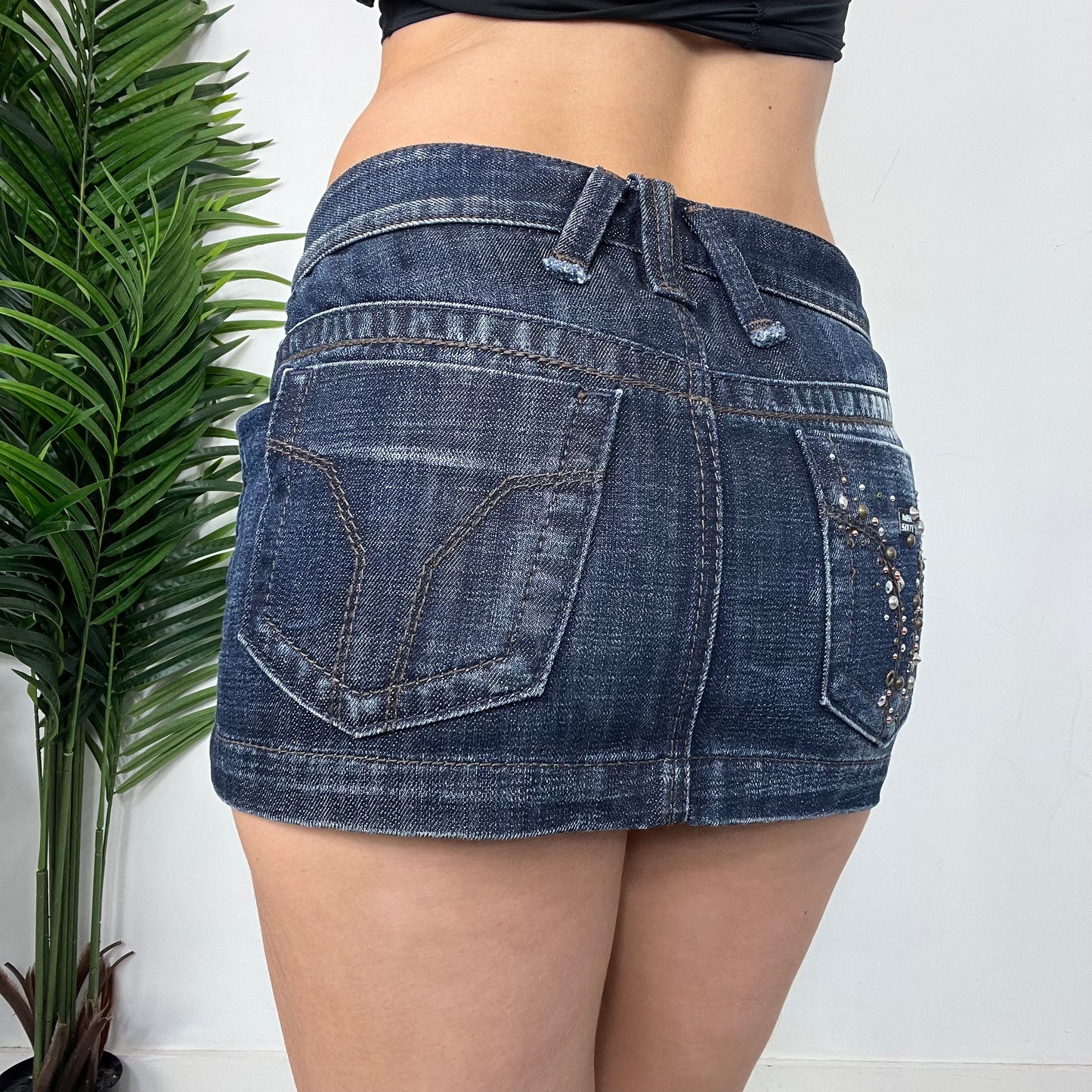 Y2K Miss Sixty Dark Denim Low Rise Mini Skirt