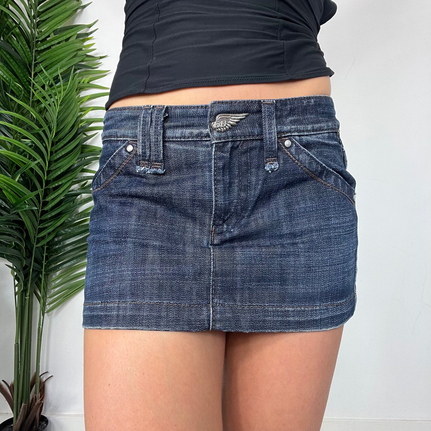 Y2K Miss Sixty Dark Denim Low Rise Mini Skirt