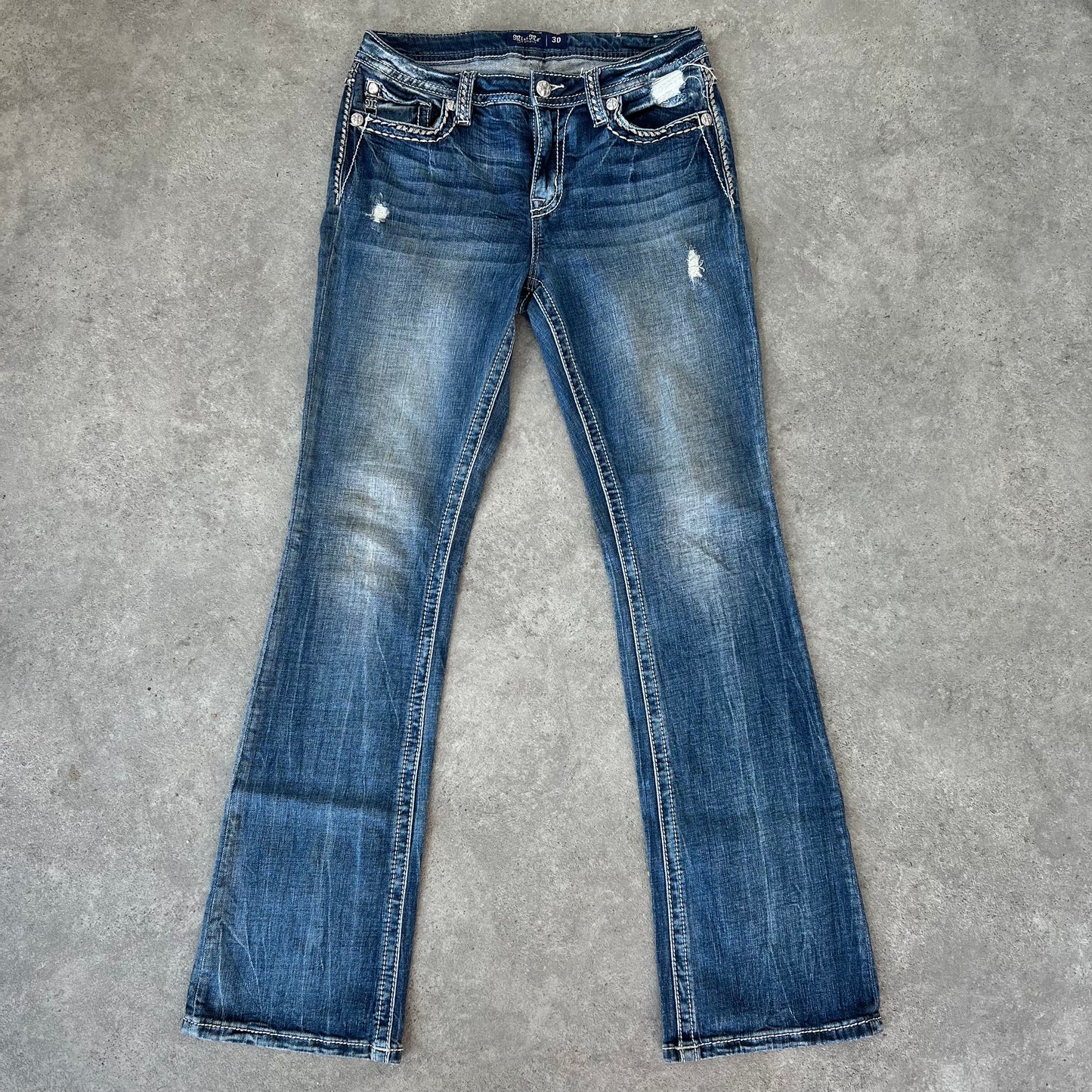 Y2K Miss Me Flared Jeans with Stitching Details