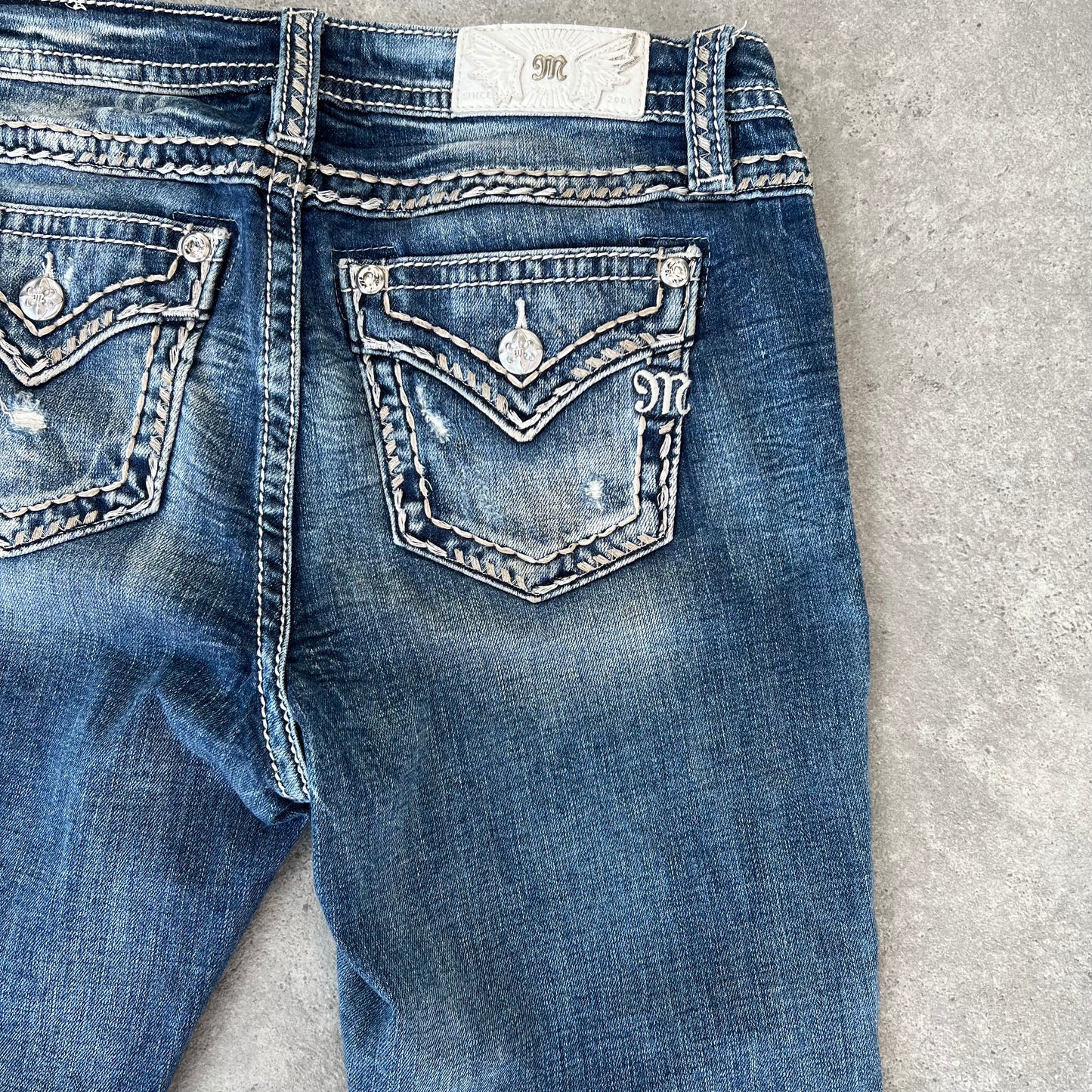 Y2K Miss Me Flared Jeans with Stitching Details